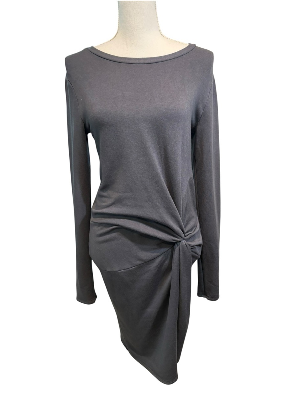 Stateside Charcoal Gray Long-Sleeve Knot Dress.  Size M